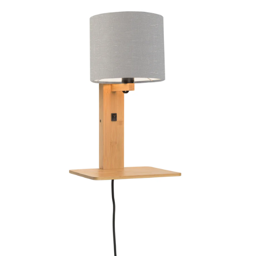 Good&Mojo Wandlamp Andes bamboe nat. plank/kap 18x15cm ecolin. l.grijs